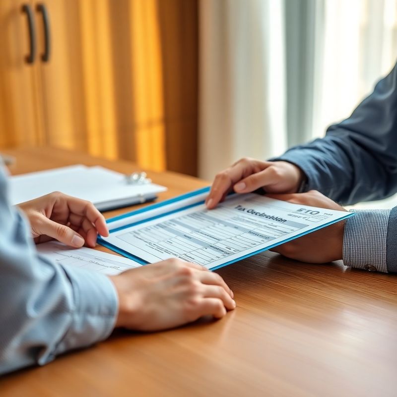 Consultant fiscal analizând o declarație de venit cu clientul